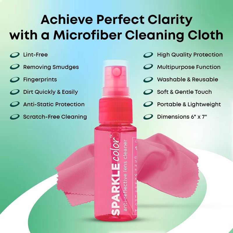 OPTIPAK Sparkle Anti-Reflective Safe Lens Cleaner Spray Kit - (2) 1oz Glasses Cleaner Bottle & (2) Microfiber Cloth for Eyeglasses, Sunglasses, Lenses, Screens and Camera Cleaning Kit (4 Piece Set) - Image 4